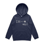 Cat String Theory Physics Kids AS Colour Hoodie Midnight Blue Kids Hoodie animal Printed In Australia Science