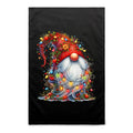 Gnome Wrapped In Christmas Lights - AS Colour Tea Towel Black One Size Christmas Tea Towel Christmas Printed In Australia