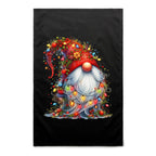 Gnome Wrapped In Christmas Lights - AS Colour Tea Towel Black One Size Christmas Tea Towel Christmas Printed In Australia