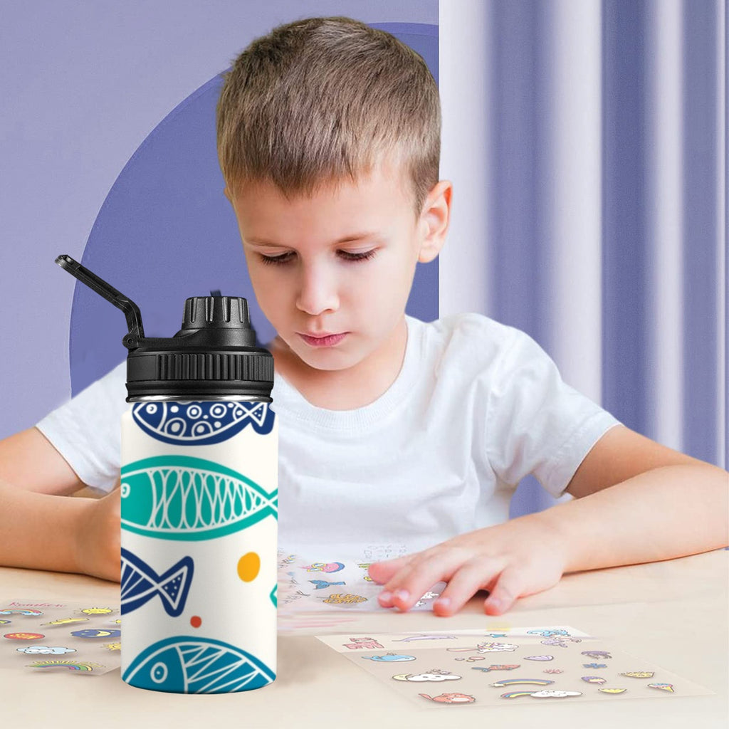 Fish Kids Water Bottle with Chug Lid (12 oz) Kids Water Bottle with Chug Lid Ocean Printed Offshore