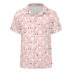 Pink Cats Kids Youth Short Sleeve Button Up Shirt
