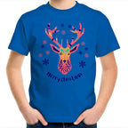 Christmas Deer - Kids Youth T-Shirt Bright Royal Kids Christmas T-shirt Christmas Printed In Australia