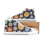 Groovy Flowers Kids High Top Canvas Shoes Kids High Top Canvas Shoes Plants Printed Offshore