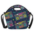 Boombox Neoprene Lunch Bag Neoprene Lunch Bag Music Printed Offshore Retro
