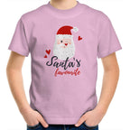 Santa's Favourite - Kids Youth T-Shirt Pink Kids Christmas T-shirt Christmas Printed In Australia
