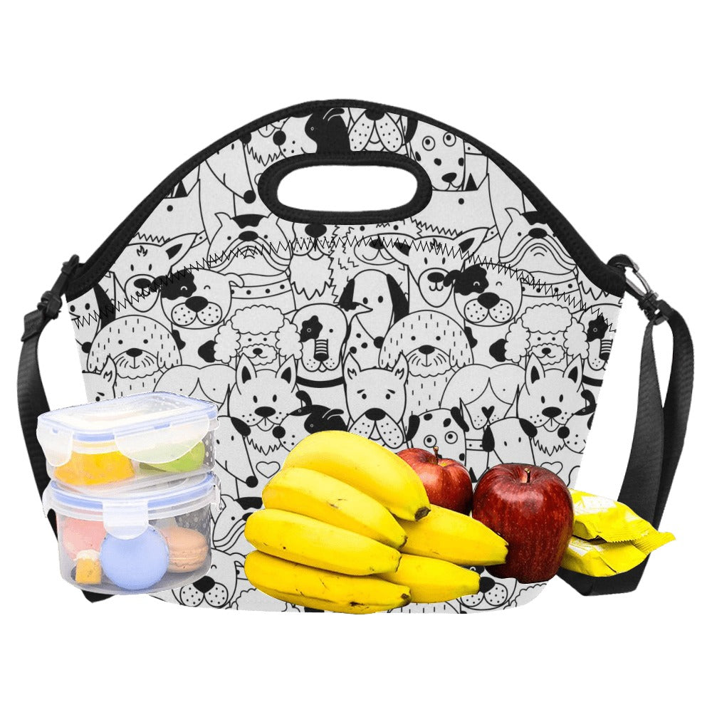 Black And White Dogs - Neoprene Lunch Bag Neoprene Lunch Bag Printed Offshore