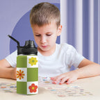 Flower Check Kids Water Bottle with Chug Lid (12 oz) Kids Water Bottle with Chug Lid Plants Printed Offshore