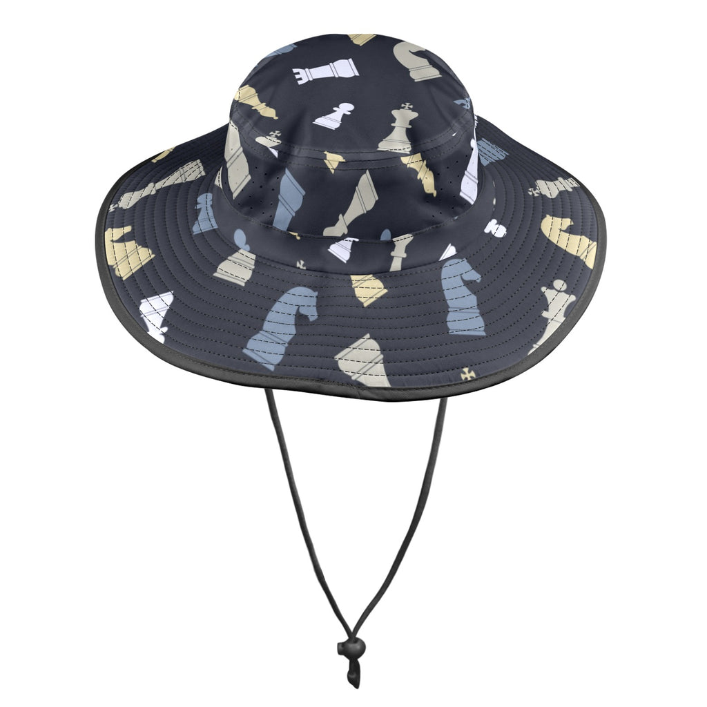 Chess Pattern - Wide Brim Bucket Hat Wide Brim Bucket Hat Chess Games Printed Offshore