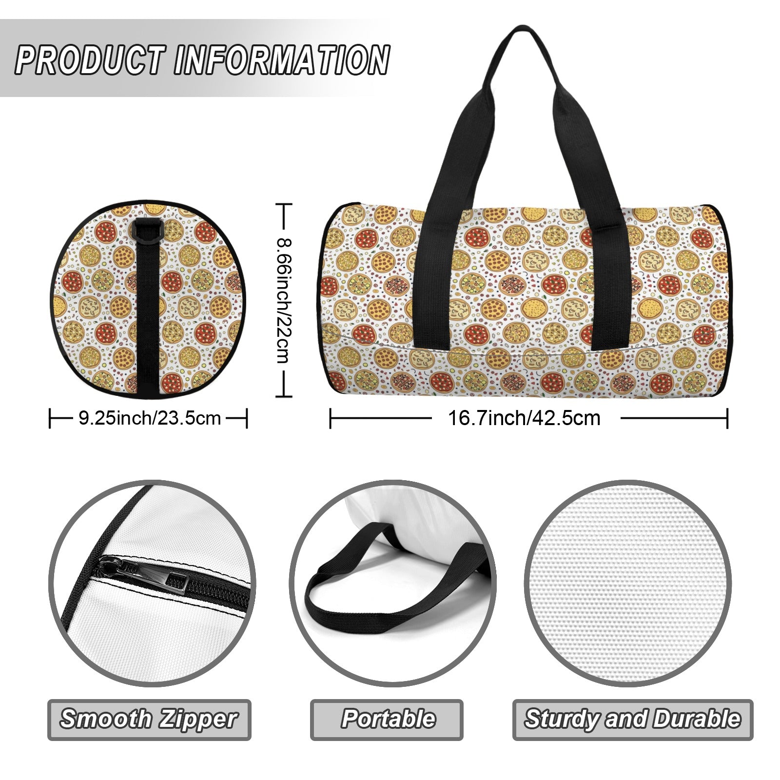 Round Pizzas On White Duffle Bag Duffle Bag Printed Offshore