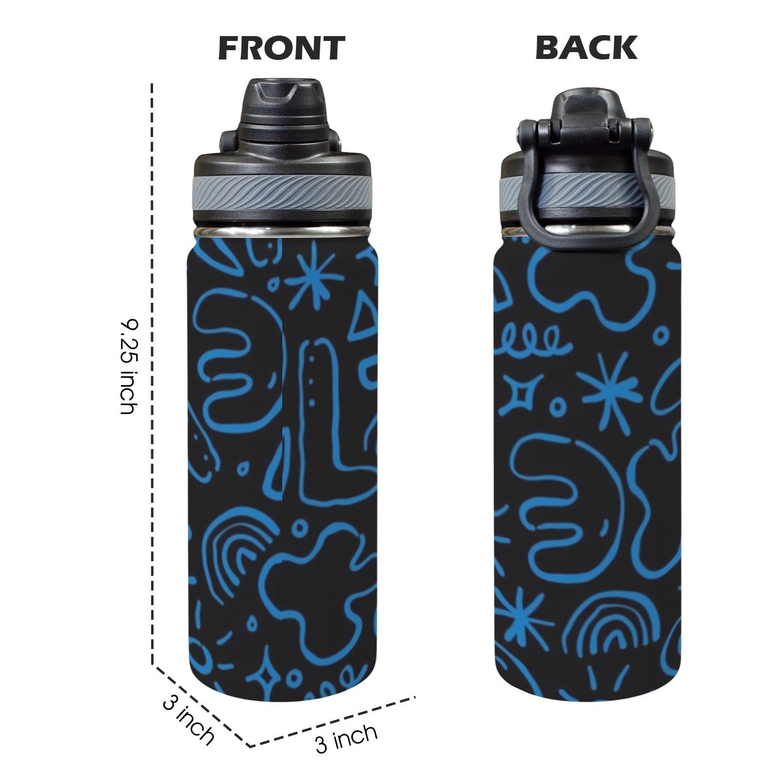 Blue Squiggle - Insulated Water Bottle with Dual-Use Lid (18oz) Insulated Water Bottle with Dual-Use Lid (18oz) Printed Offshore