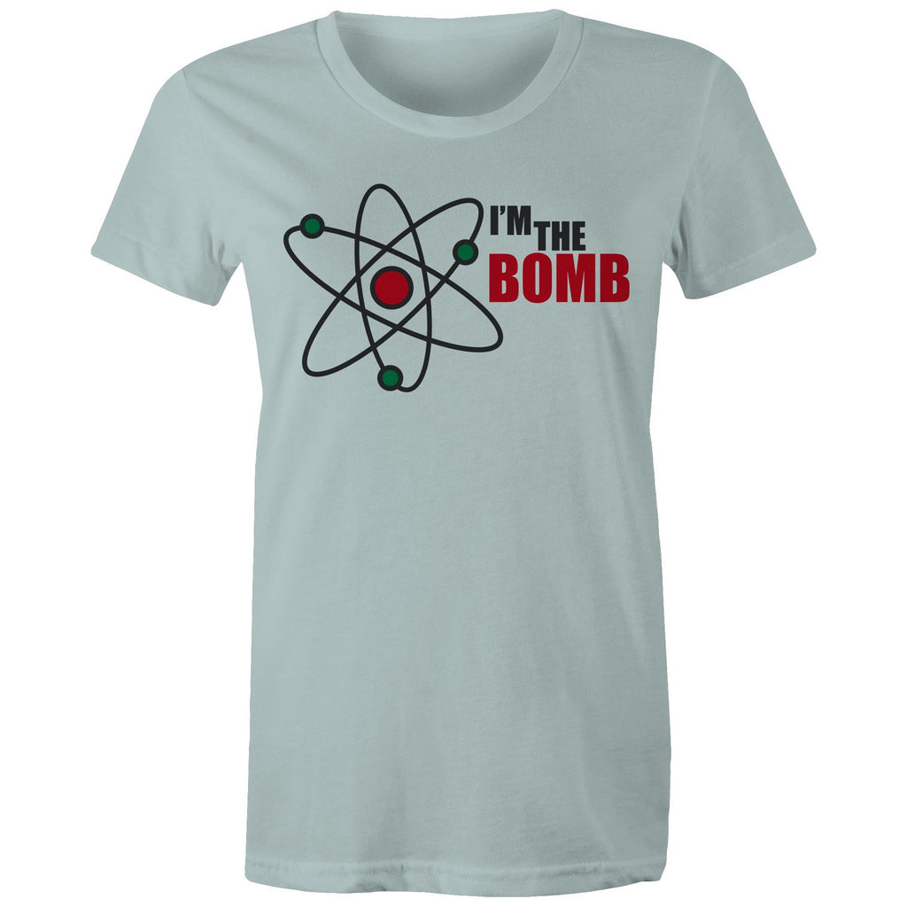 Atom, I'm The Bomb - Womens T-shirt Pale Blue Womens T-shirt Printed In Australia Science