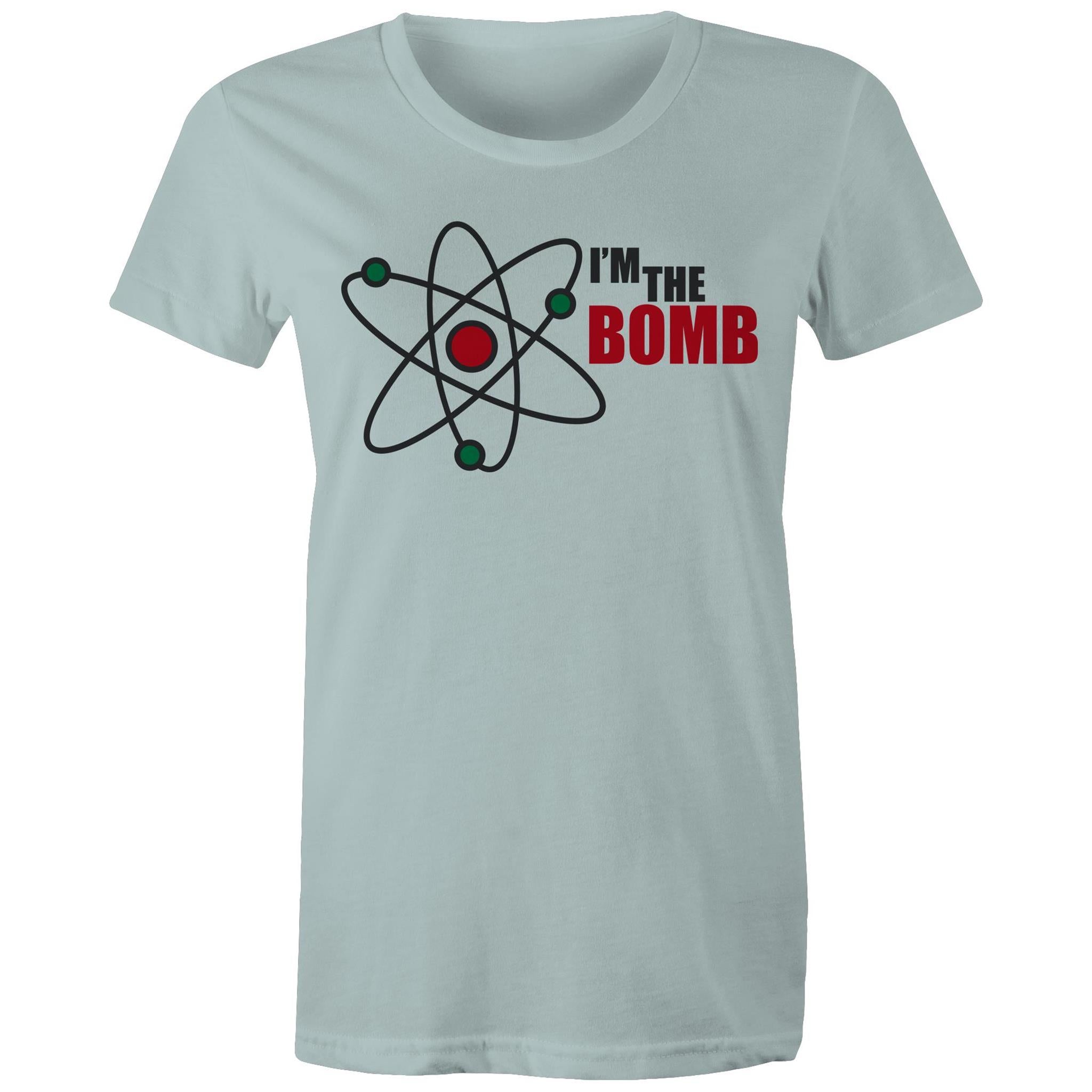 Atom, I'm The Bomb - Womens T-shirt Pale Blue Womens T-shirt Printed In Australia Science