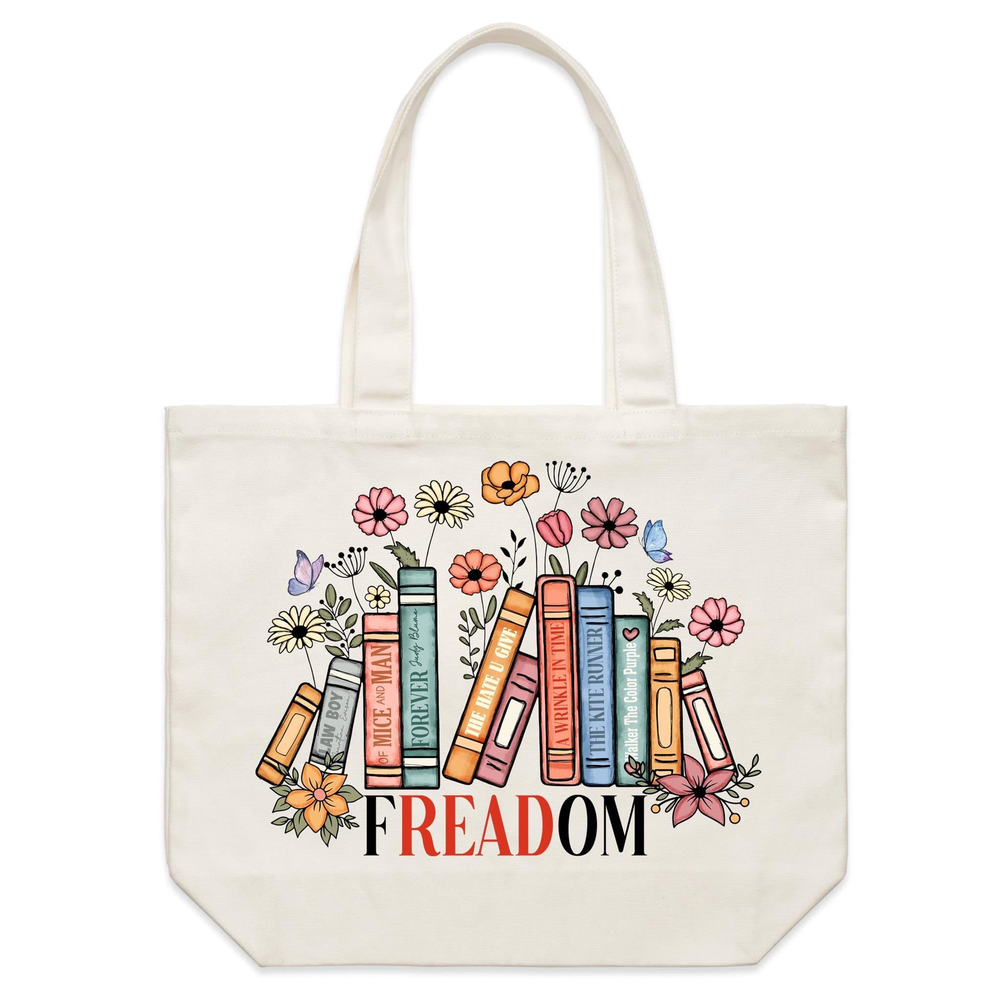 Reading Freedom - Shoulder Canvas Tote Bag Default Title Large Tote Bag Printed In Australia Reading