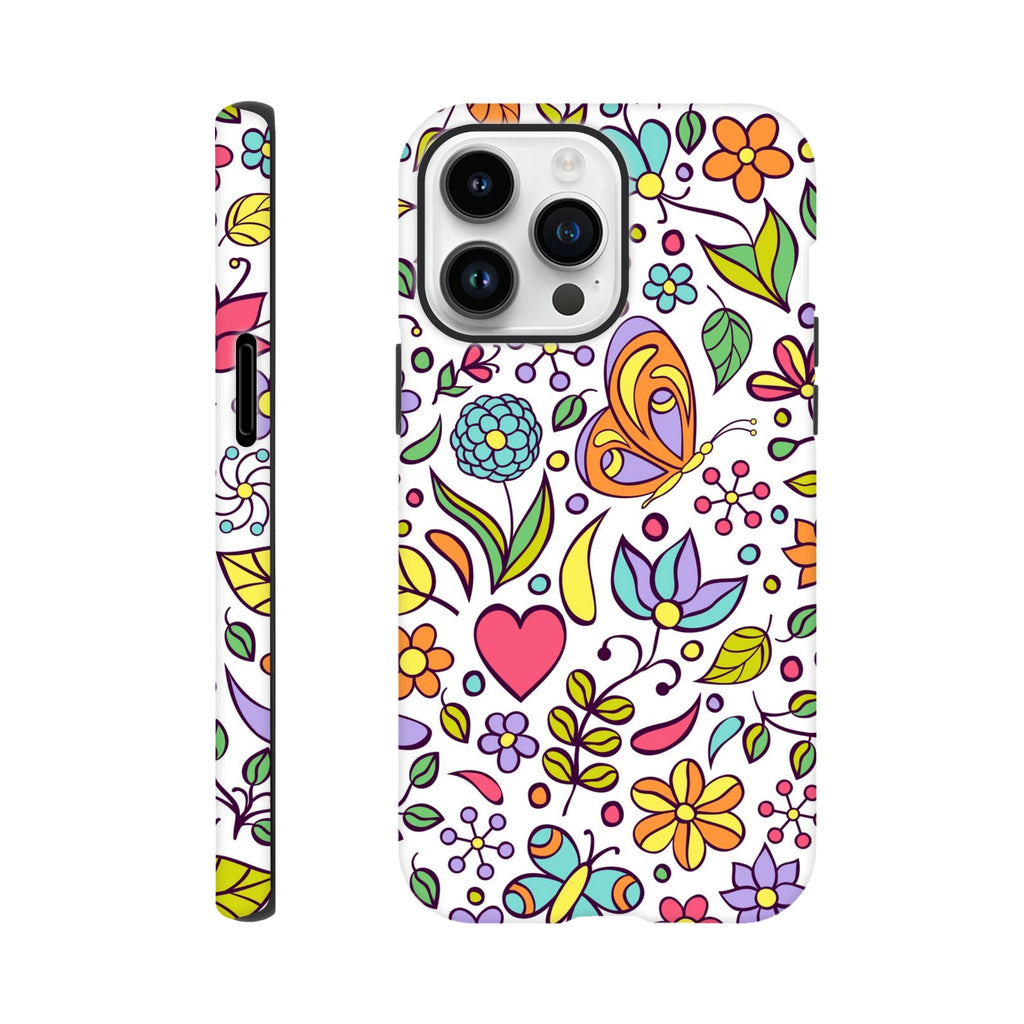 Quirky Butterfly Flowers - Apple iPhone Tough case iPhone 14 Pro Max iPhone Tough Case animal Globally Fulfilled