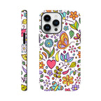 Quirky Butterfly Flowers - Apple iPhone Tough case iPhone 14 Pro Max iPhone Tough Case animal Globally Fulfilled