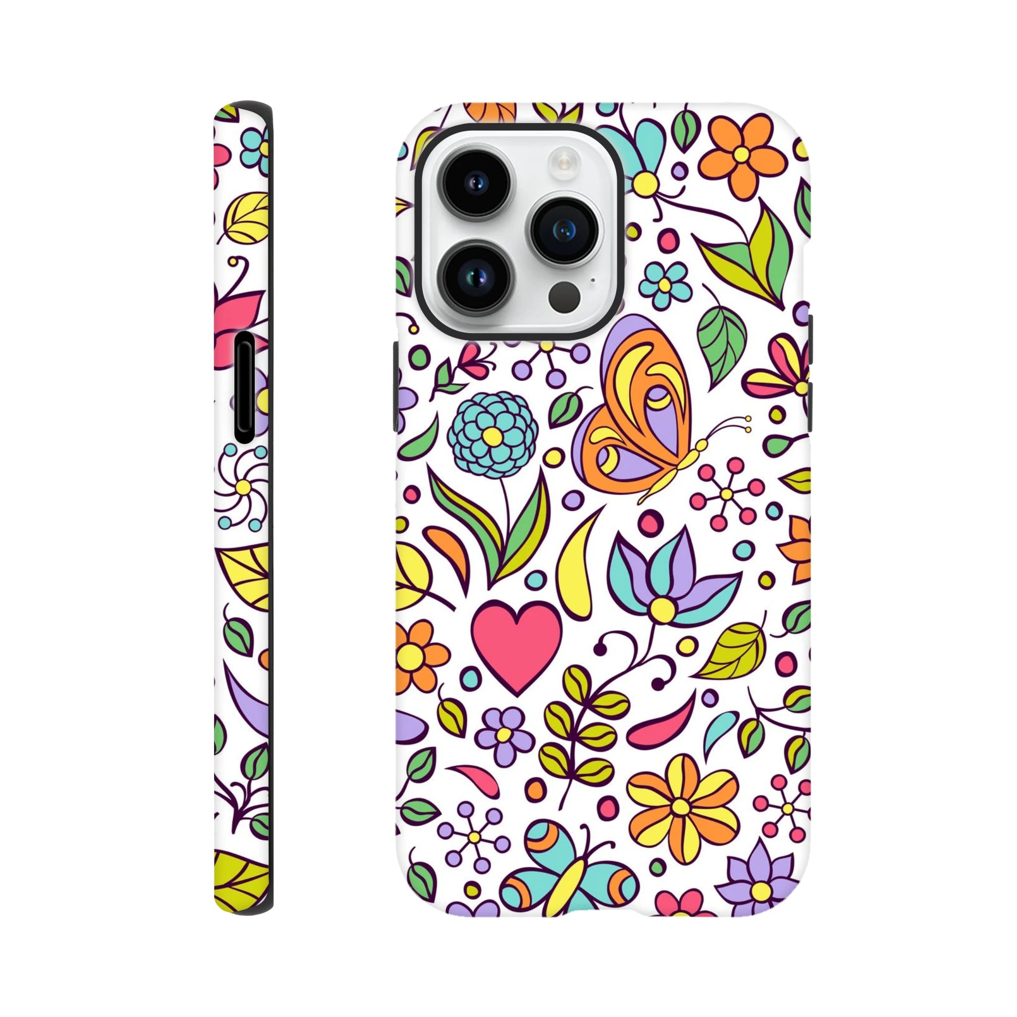 Quirky Butterfly Flowers - Apple iPhone Tough case iPhone 14 Pro Max iPhone Tough Case animal Globally Fulfilled