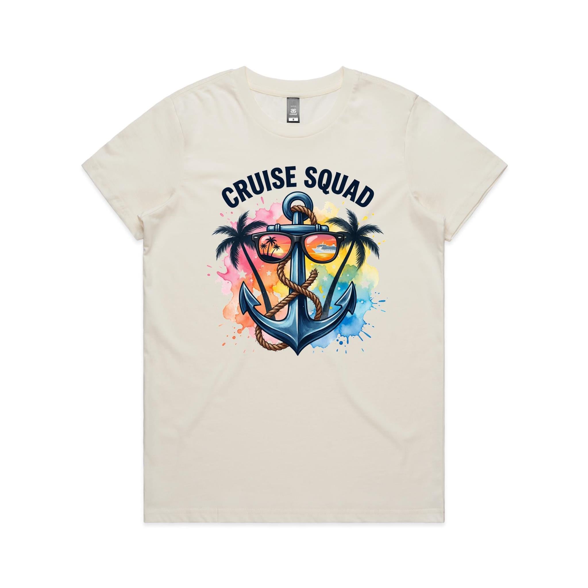 Cruise Squad, Anchor Womens Cruise T-shirt Natural Womens Cruise T-shirt Cruise Printed In Australia