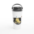 Cat Bass Player - White 15oz Stainless Steel Travel Mug Default Title Travel Mug animal Globally Fulfilled Music