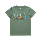 Science Characters Kids AS Colour T-shirt Sage Kids Youth T-shirt Printed In Australia Science