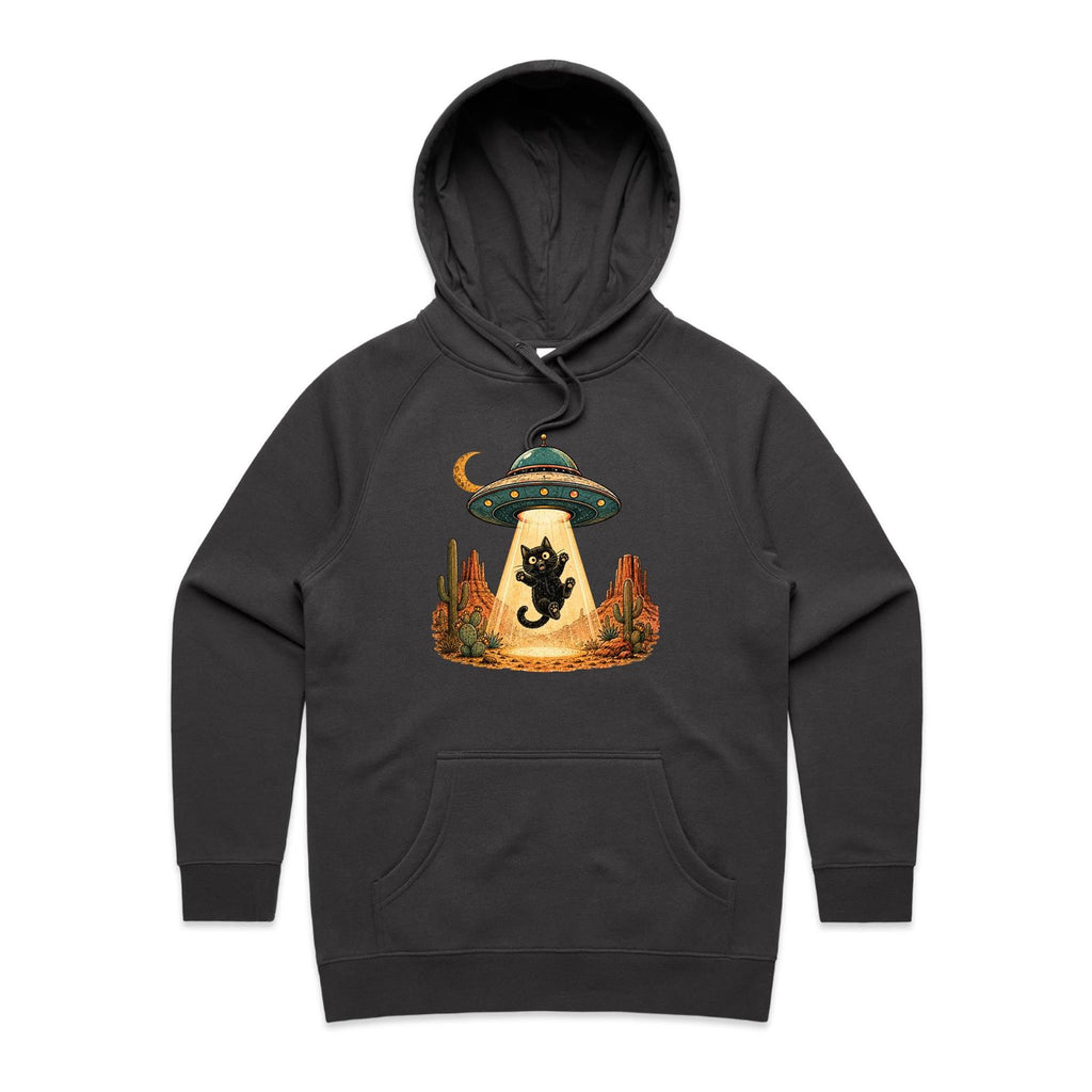 Black Cat Alien UFO Abduction Women's AS Colour Hoodie