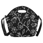 Black And White Floral - Neoprene Lunch Bag Neoprene Lunch Bag Printed Offshore