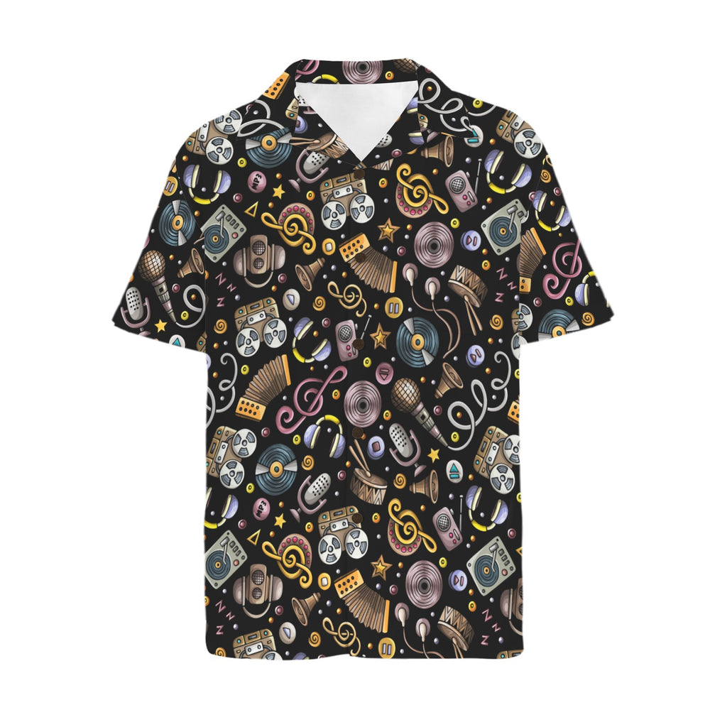 Retro Music Mix Men's Short Sleeve Hawaiian Shirt Men's Hawaiian Shirt (New) Music Printed Offshore Retro