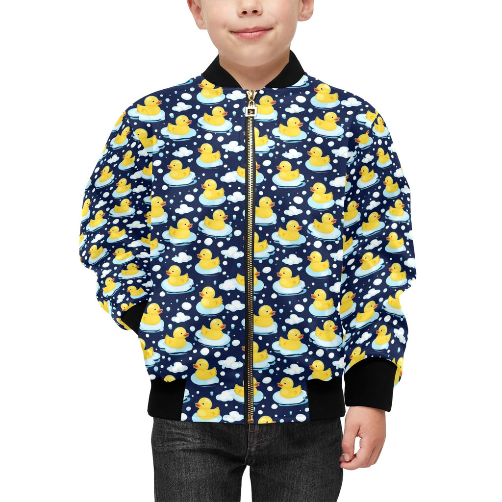 Rubber Ducks On Dark Kids Bomber Jacket