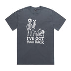 Skeleton, I've Got Your Back AS Colour Heavy Faded Tee Unisex Faded indigo Heavy Faded T-shirt Printed In Australia