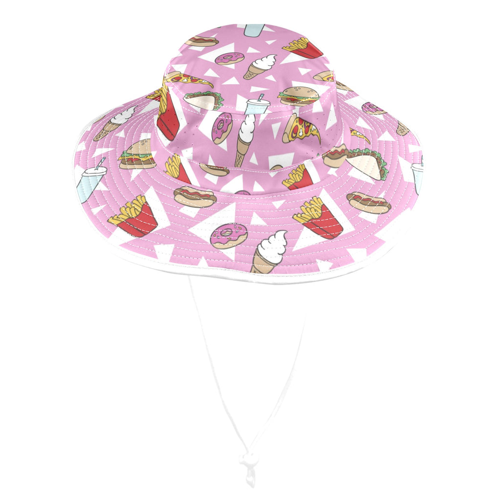 Fast Food Wide Brim Bucket Hat Wide Brim Bucket Hat Food Printed Offshore