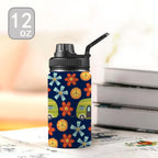 Hippy Caravan - Kids Water Bottle with Chug Lid (12 oz) Kids Water Bottle with Chug Lid Printed Offshore Retro