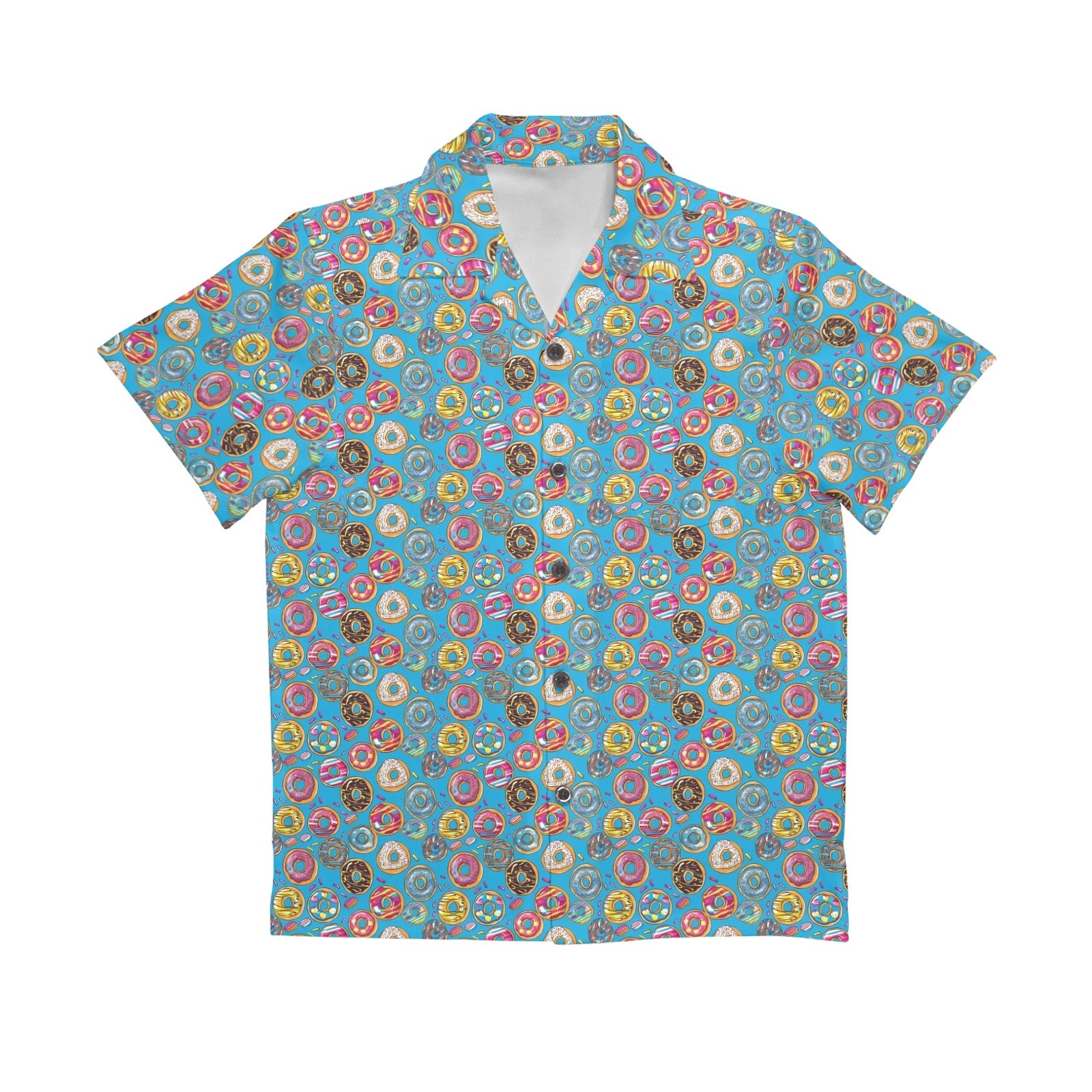 Doughnuts On Blue Senior Kids Hawaiian Shirt