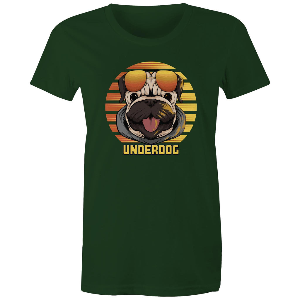 Underdog - Womens T-shirt Forest Green Womens T-shirt animal Printed In Australia