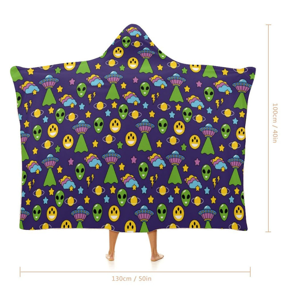 Groovy Alien Kids Hooded Blanket 100cm x 130cm