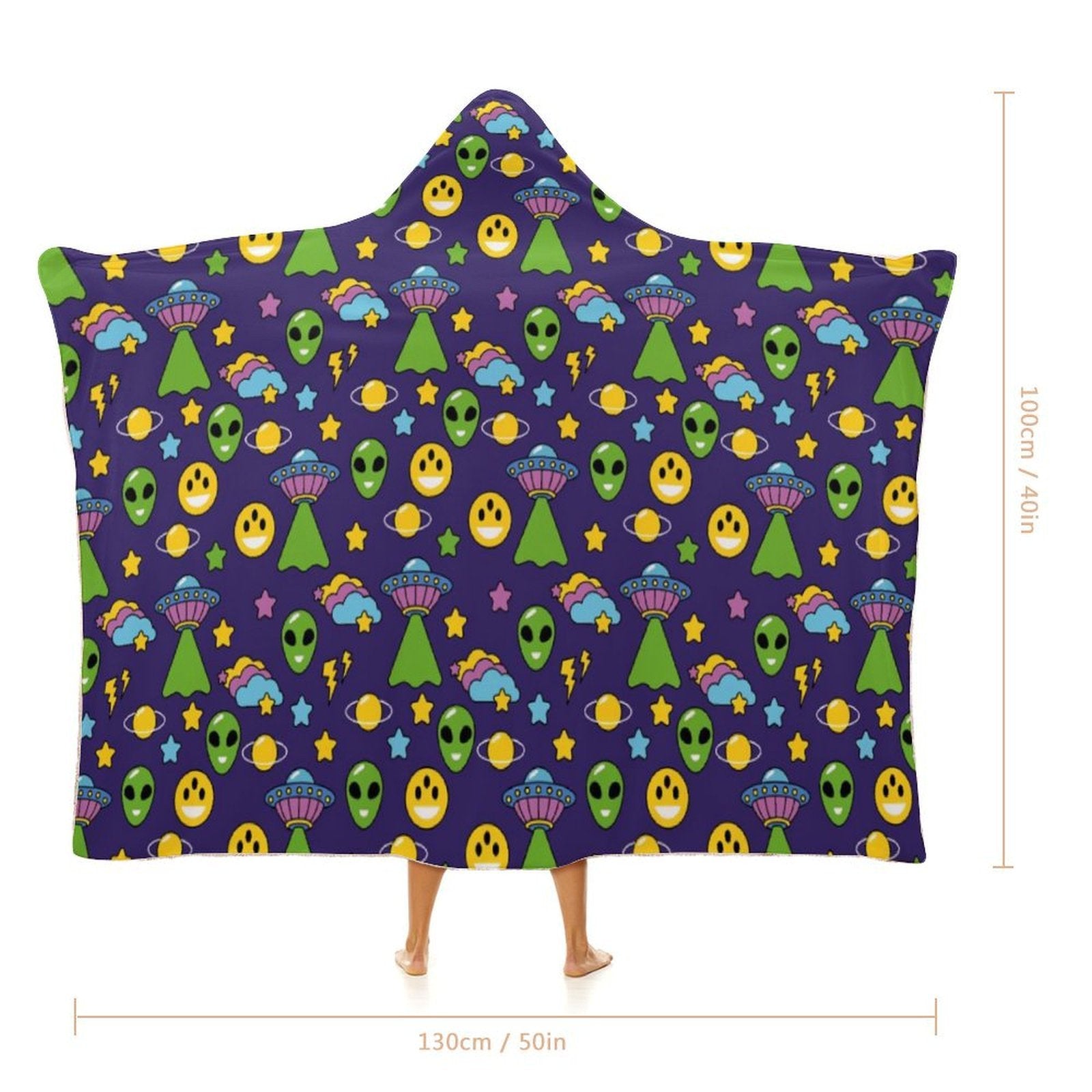 Groovy Alien Kids Hooded Blanket 100cm x 130cm