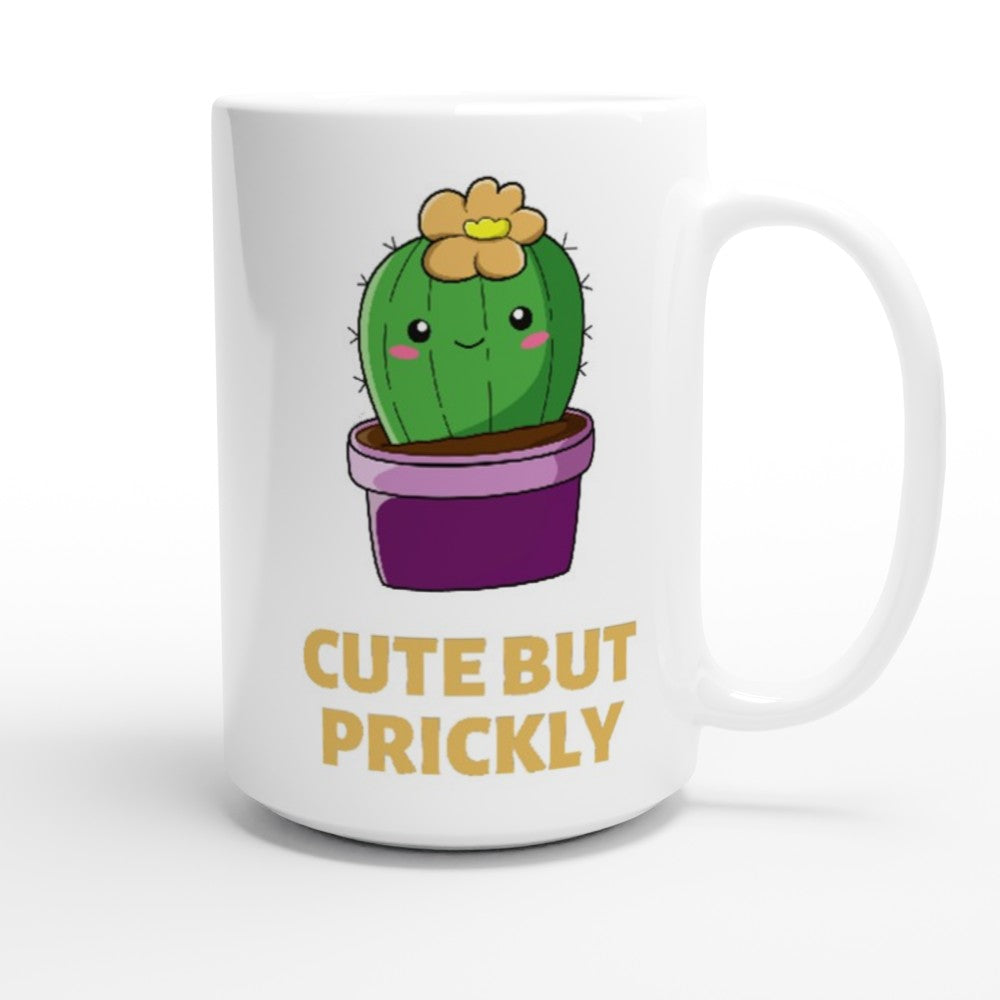 Cactus, Cute But Prickly - White 15oz Ceramic Mug 15oz Mug Globally Fulfilled plant