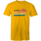 Retro Sunset - Mens T-Shirt Gold Mens T-shirt Printed In Australia Retro