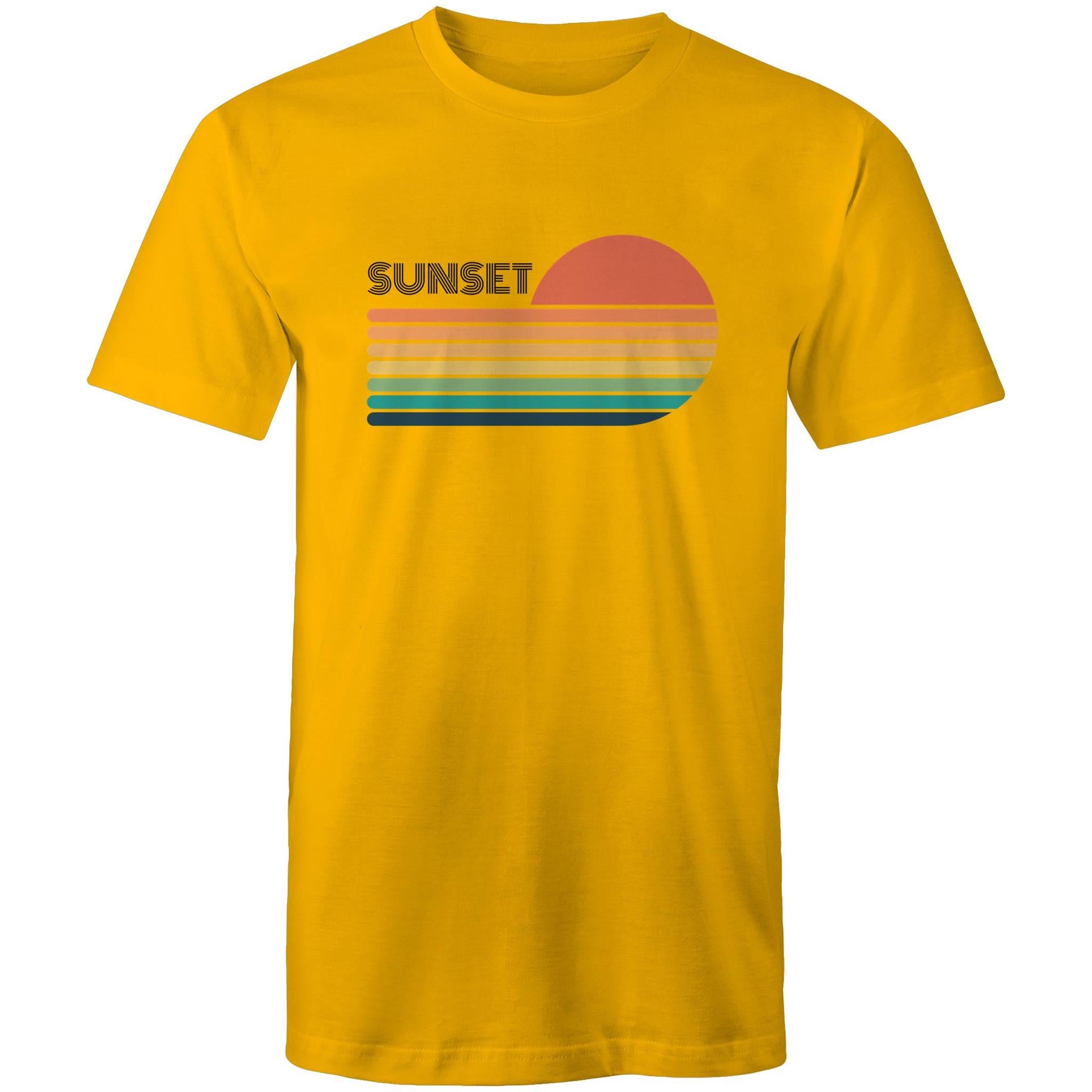 Retro Sunset - Mens T-Shirt Gold Mens T-shirt Printed In Australia Retro