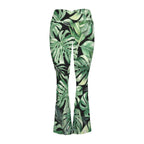 Jungle Leaves High Waist Crossover Tummy Control Flare Leggings High Waist Flare Leggings Plants Printed Offshore