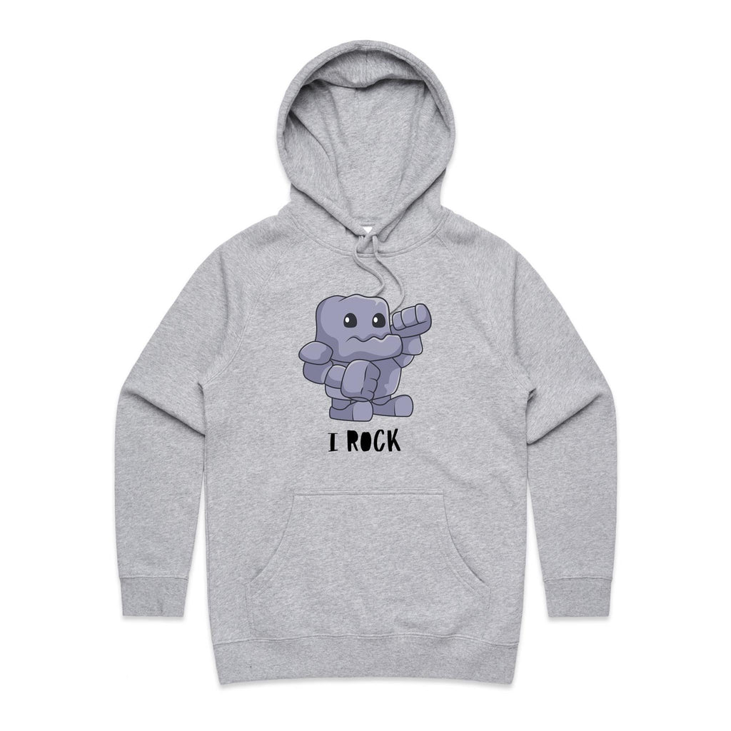 I Rock - Womens Hoodie Grey Marle Womens Hoodie Music Printed In Australia