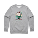 Cool Beans, Coffee - AS Colour Stencil Crew Grey Marle Sweatshirt Coffee Printed In Australia