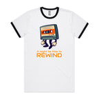It Might Be Time To Rewind, Cassette Tape - Staple Ringer Tee White Black Ringer T-Shirt Music Printed In Australia Retro