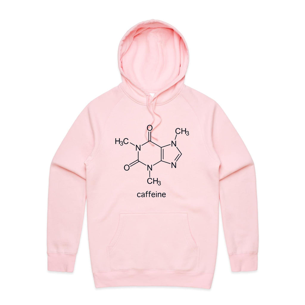 Caffeine Molecule - Mens Hoodie Pink Mens Hoodie Coffee Printed In Australia Science