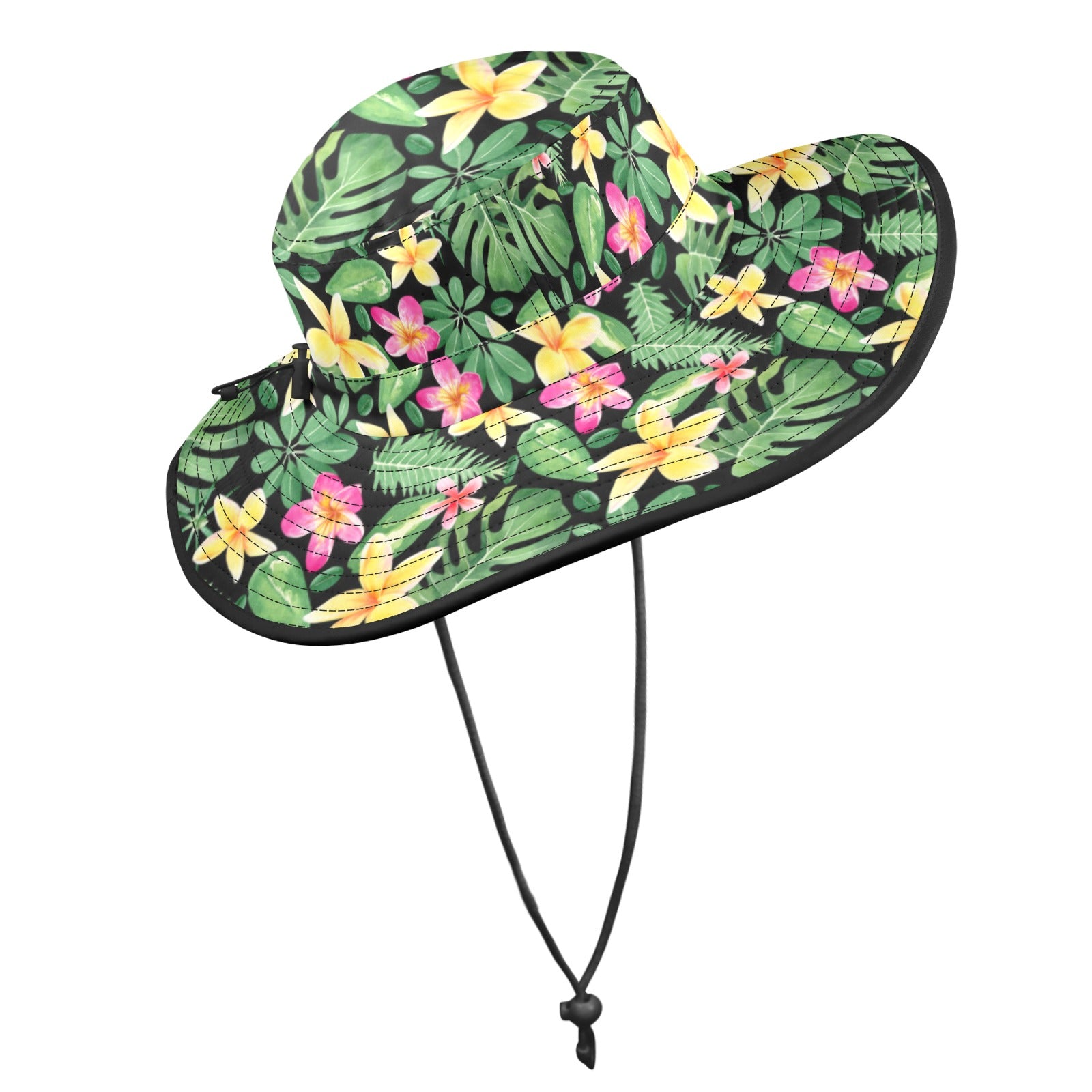 Frangipani Wide Brim Bucket Hat Wide Brim Bucket Hat Plants Printed Offshore