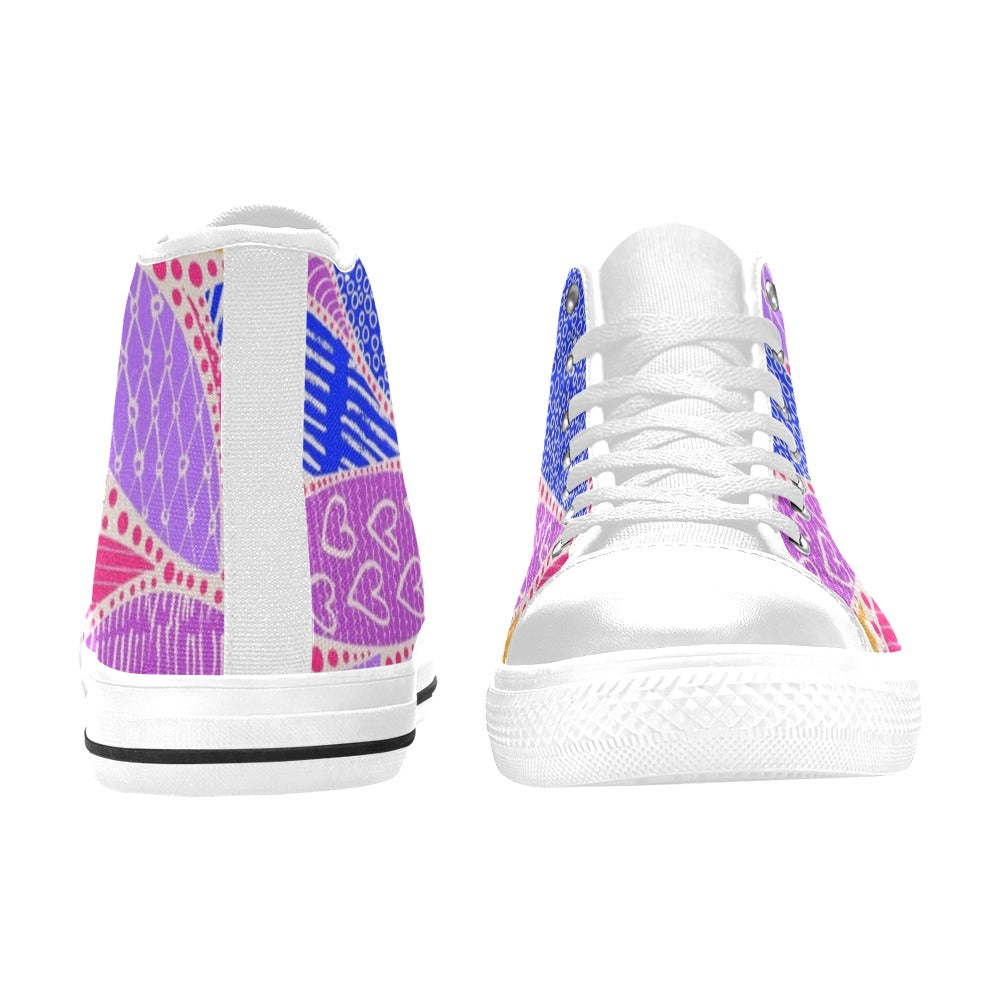 Pink Swirl - Women's High Top Canvas Shoes Womens Classic High Top Shoes Printed Offshore