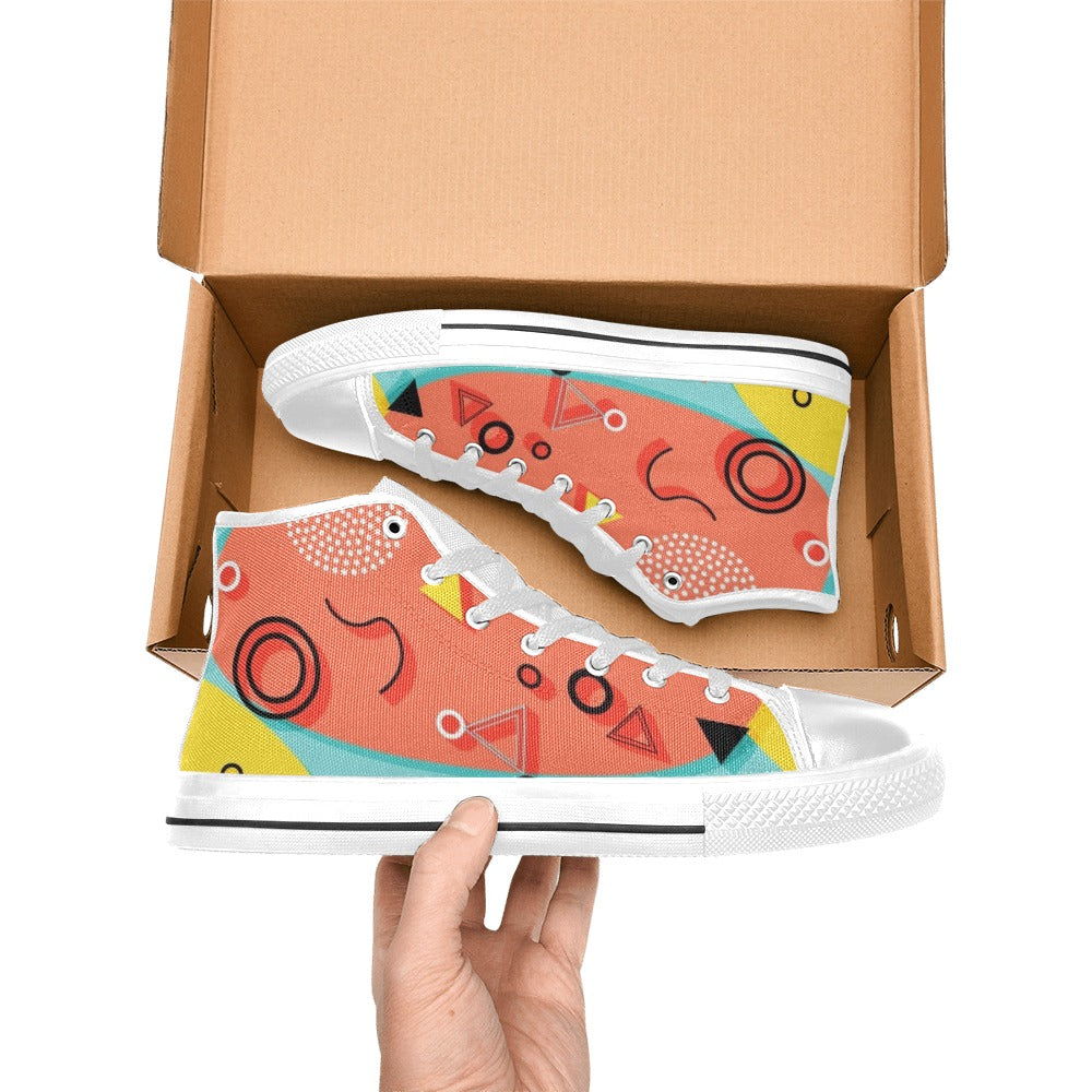 Abstract 80's Women's High Top Canvas Shoes Womens Classic High Top Shoes Printed Offshore Retro