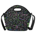 Equations In Green And Pink - Neoprene Lunch Bag One Size Neoprene Lunch Bag Printed Offshore