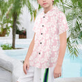 Pink Hawaiian Floral Senior Kids Hawaiian Shirt