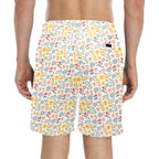 Boho Flowers And Leaves Men's Mid-Length Beach Shorts Men's Mid-Length Beach Shorts Plants Printed Offshore