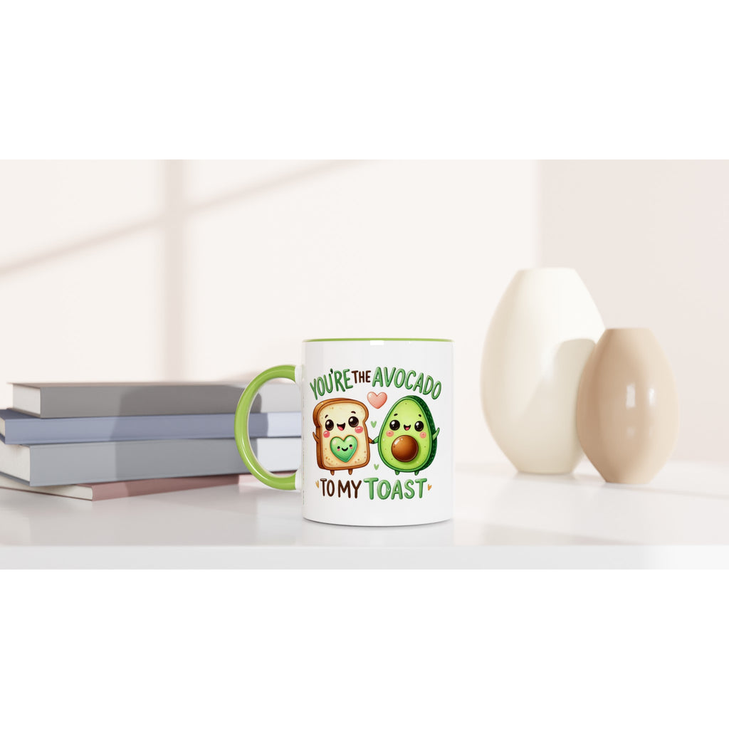 You're The Avocado To My Toast, Valentine - White 11oz Ceramic Mug with Colour Inside Colour 11oz Mug Food Globally Fulfilled Love