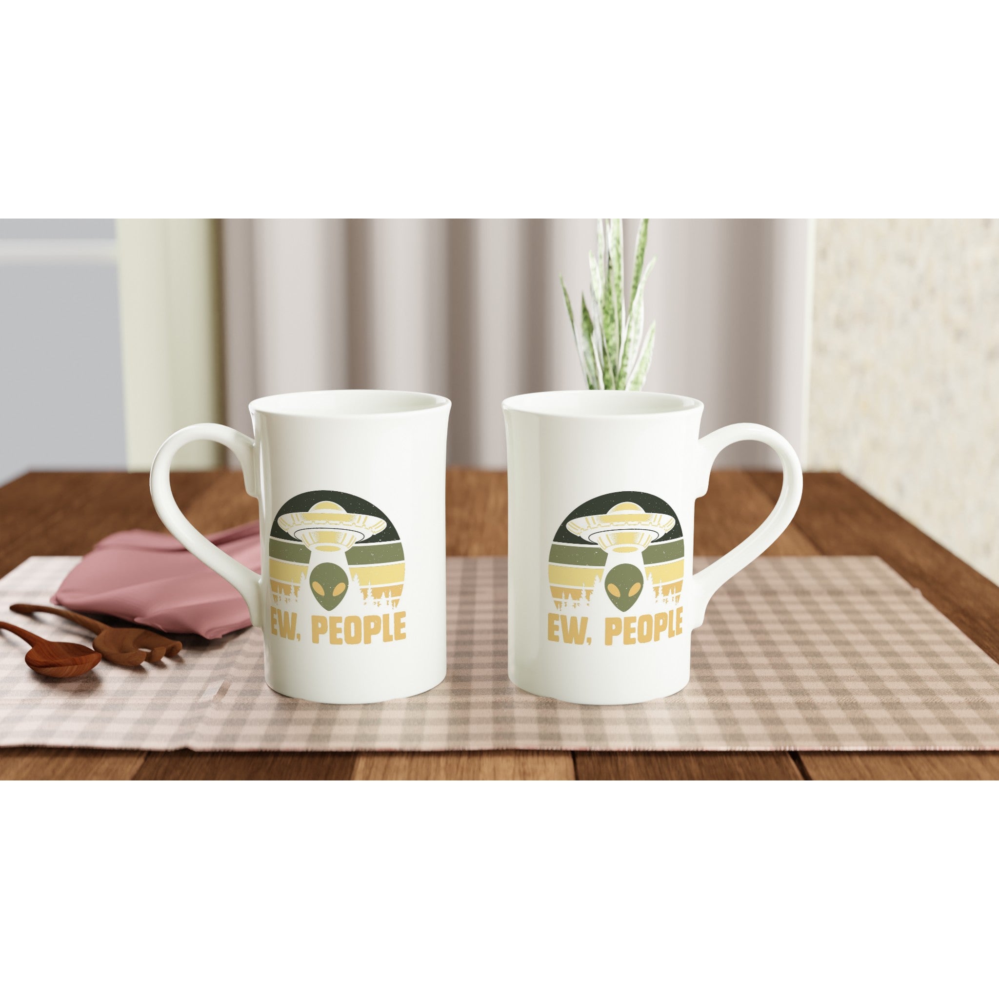 Alien Ew, People - White 10oz Porcelain Slim Mug Porcelain Mug Globally Fulfilled Sci Fi